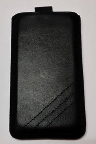 Кожен калъф с издърпване  за HTC Desire 620G черен